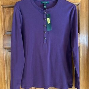 Lauren Ralph Lauren Deep Purple Henley Top